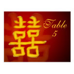 Table Number Card Chinese Double Happiness Postcards
