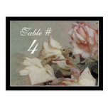 Table Number Card  - Impressionist Cream Pink Rose Postcard