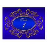 Table Number Cards Royal Blue Gold Post Card