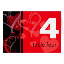 Table Number -  Mystic Heart - Black and Red Greeting Card