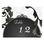 Table Number Wedding Card - Black & White Damask Announcement