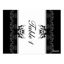 Table Number Wedding Card - Elegant Foliage Damask Postcards