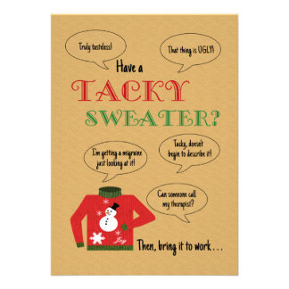 christmas office sweater tacky invitation invitations funny personalized tasteless cards 5x7 paper card