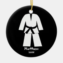 Taekwondo Karate Black Belt Personalised Ornaments