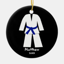Taekwondo Karate Blue Belt Personalised Ornament