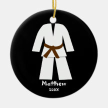 Taekwondo Karate Brown Belt Personalised Ornaments
