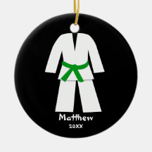 Taekwondo Karate Green Belt Personalised Ornament