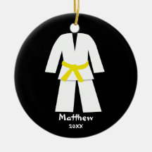 Taekwondo Karate Yellow Belt Personalised Christmas Ornament
