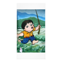 Taiwanese boy in lily pond photo card template