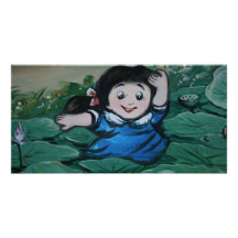 Taiwanese girl in lily pond photo cards