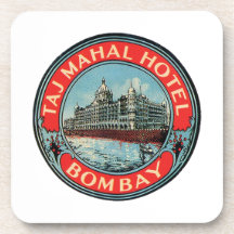 Taj Mahal, Bombay Vintage Luggage Label Coaster