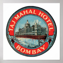 Taj Mahal, Bombay Vintage Luggage Label Poster