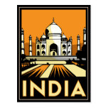 taj mahal india art deco retro poster post card