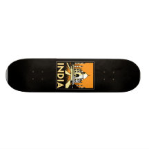 taj mahal india art deco retro poster skate board