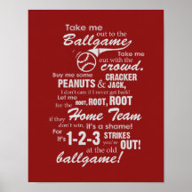 Take Me Out To The Ballgame - Red Poster