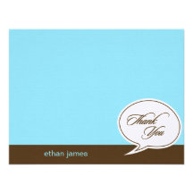 Talk Bubble Flat Thank You Cards - Blue - Custom Invitation