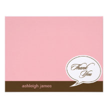 Talk Bubble Flat Thank You Cards - Pink - Invites