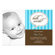 Talk Bubble Photo Birth Announcement - Blue
