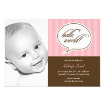 Talk Bubble Photo Birth Announcement - Pink