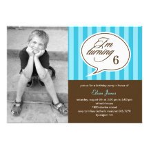 Talk Bubble Photo Birthday Party Invitation - Blue