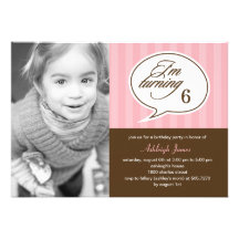Talk Bubble Photo Birthday Party Invitation - Pink