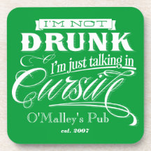 Talking In Cursive Cork Coaster