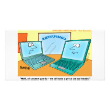 Talking Laptop Computer Cartoon Customised Photo Card