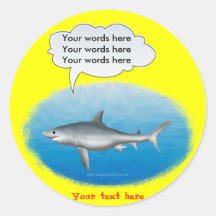 Talking Shark Template Round Stickers