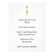 Tall Cute Giraffe. Cartoon Animal. Personalized Announcement