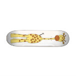 Tall Cute Giraffe. Cartoon Animal. Skate Board