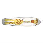 Tall Cute Giraffe. Cartoon Animal. Skateboard
