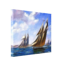 Tall Sail Ships at Sea Wrapped Canvas Gallery Wrap Canvas