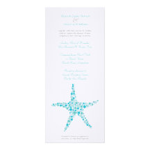 Tall Wedding Aqua Turquoise Starfish Invitation