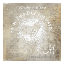 Tan Damask and Song From This Day Forward Invite