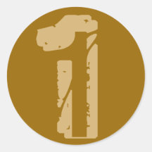 Tan Distressed Number One Sticker