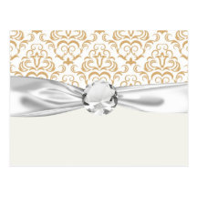 tan gold on white ornate damask pattern postcards