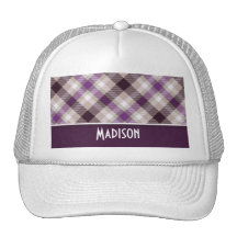 Tan & Purple Plaid Trucker Hat