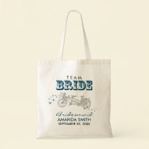Tandem Bicycle Personalized Wedding Party Tote Bag bags