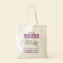 Tandem Bicycle Personalized Wedding Party Tote Bag bags