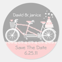 Tandem Bicycle Save The Date Sticker