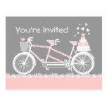 Tandem Bicycle Wedding Shower Invitation Postcard