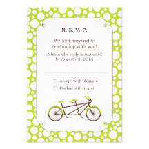 Tandem Bike (Green Dots) RSVP Personalised Invitation