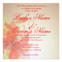 Tangerine Abstract Floral Personalised Invitation