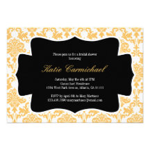 Tangerine Damask Invitation
