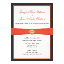 Tangerine Orange and Deep Grey Engagement Party Personalised Announcement