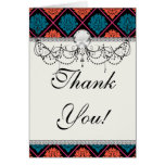 tangerine teal hot pink black damask cards