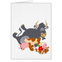 Tango!! (cartoon bull and cow) Greeting card