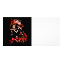Tango dancers on red personalized photo card
