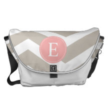 Tank Peach Pink Chevron Monogram Courier Bag