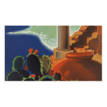 Taormina Sicily Italy VintageTravel Poster Business Card